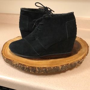 Black Toms Wedge booties